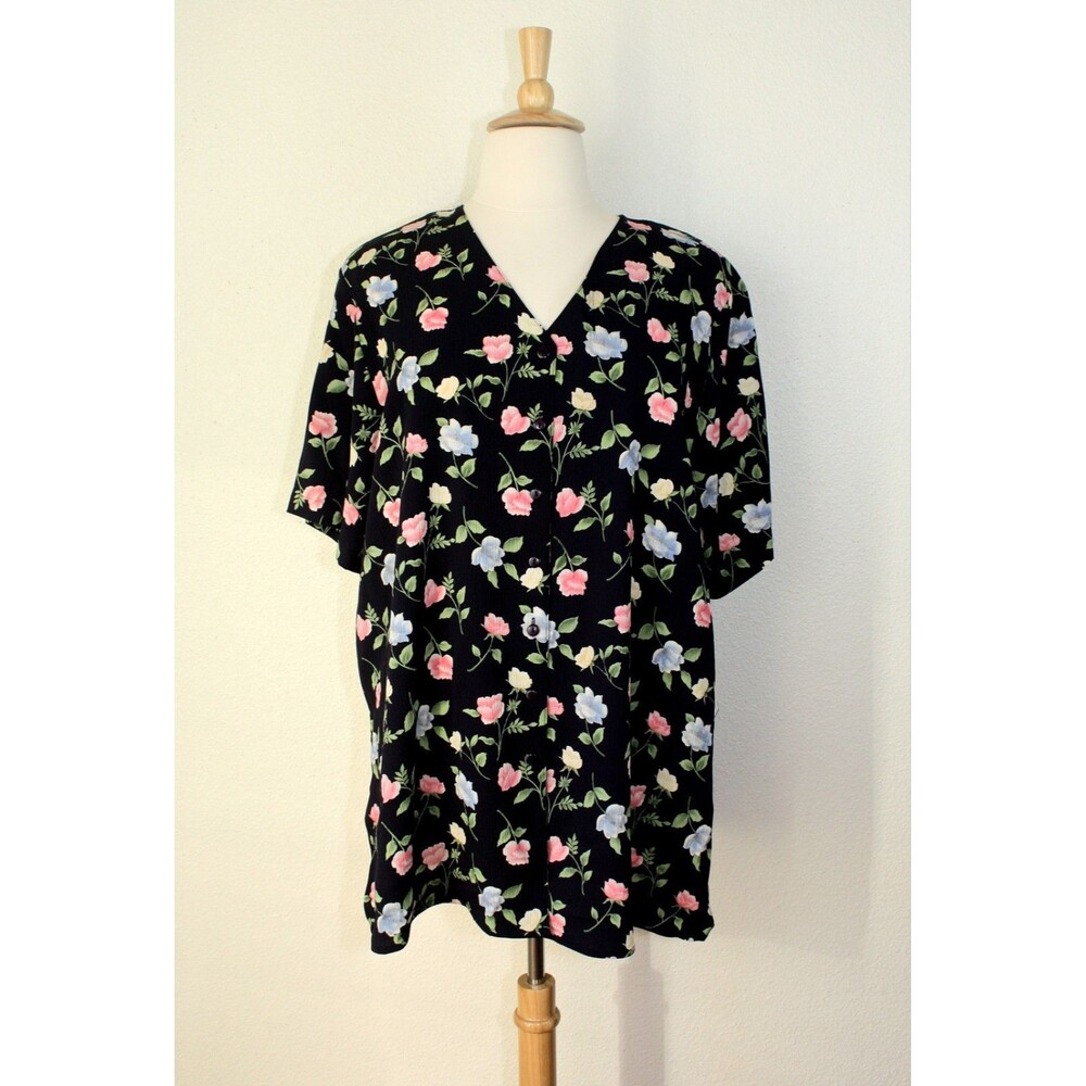 NVT VTG ERENA Romantic Top Blouse Sz. 3X Feminine SS Multi Floral Casual  #03